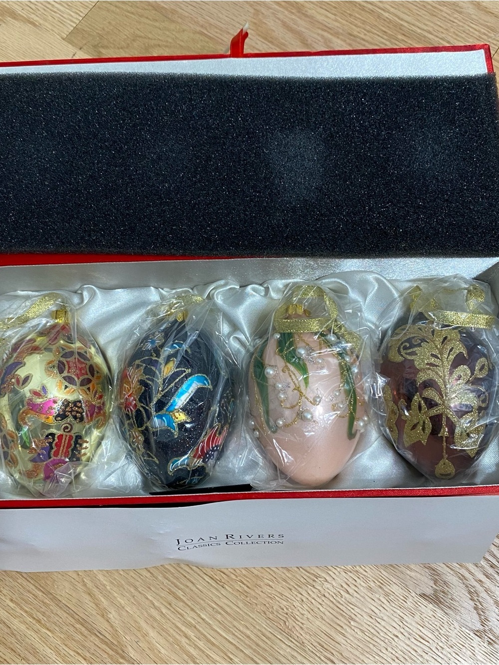 Joan Rivers Classic Collection Faberge Inspired Large Glass Egg Ornaments